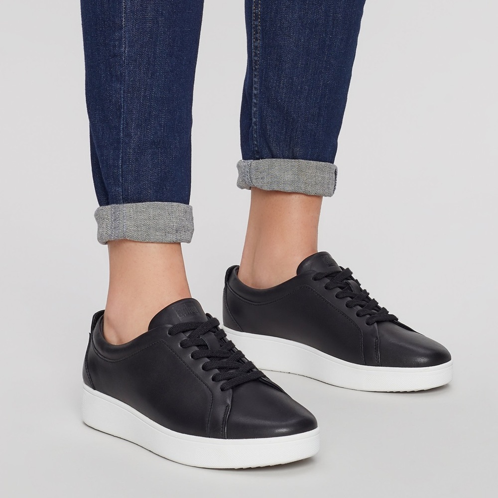 FitFlop Black Rally Lace Up Leather Shoes US 9